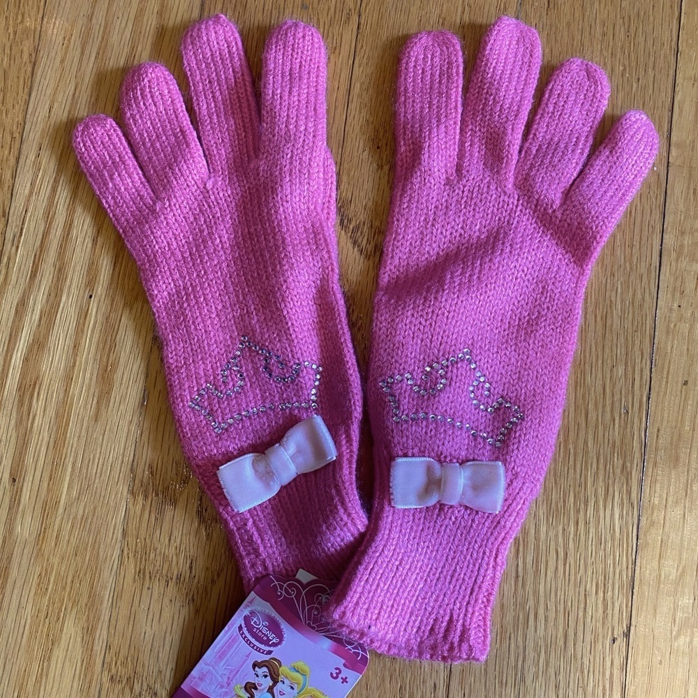 Disney Store Exclusive Pink Knit Princess Gloves sz XS